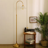 Red Glass Flower Shade Vintage Brass Floor Lamp Image - 6