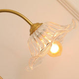 Red Glass Flower Shade Vintage Brass Floor Lamp Image - 8