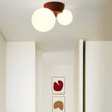 Red Resin Spherical Flush Mount Ceiling Light 2-Light Image - 1