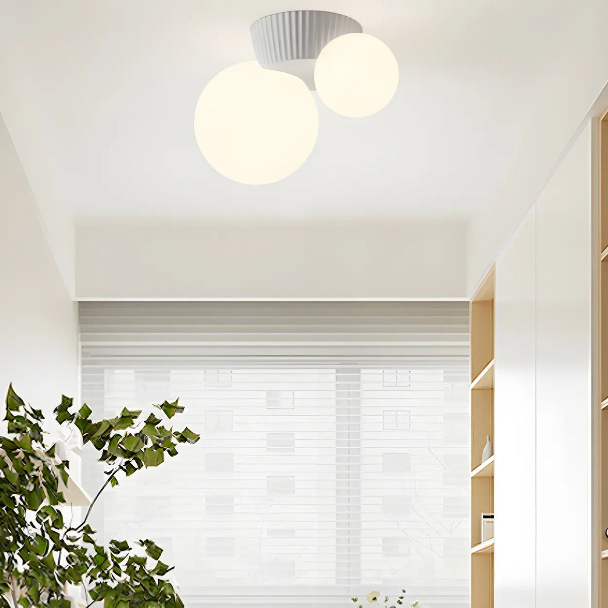 Red Resin Spherical Flush Mount Ceiling Light 2-Light Image - 3