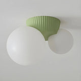 Red Resin Spherical Flush Mount Ceiling Light 2-Light Image - 7