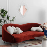 Red Scratch Resistant Frosted Velvet Sloped Arms Sofa Image - 1