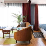 Red Scratch Resistant Frosted Velvet Sloped Arms Sofa Image - 6