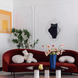 Red Scratch Resistant Frosted Velvet Sloped Arms Sofa Image - 8