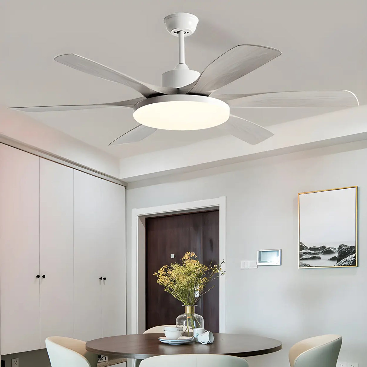 Remote 6 Blades Dimming Modern Ceiling Fan with Light Image - 1