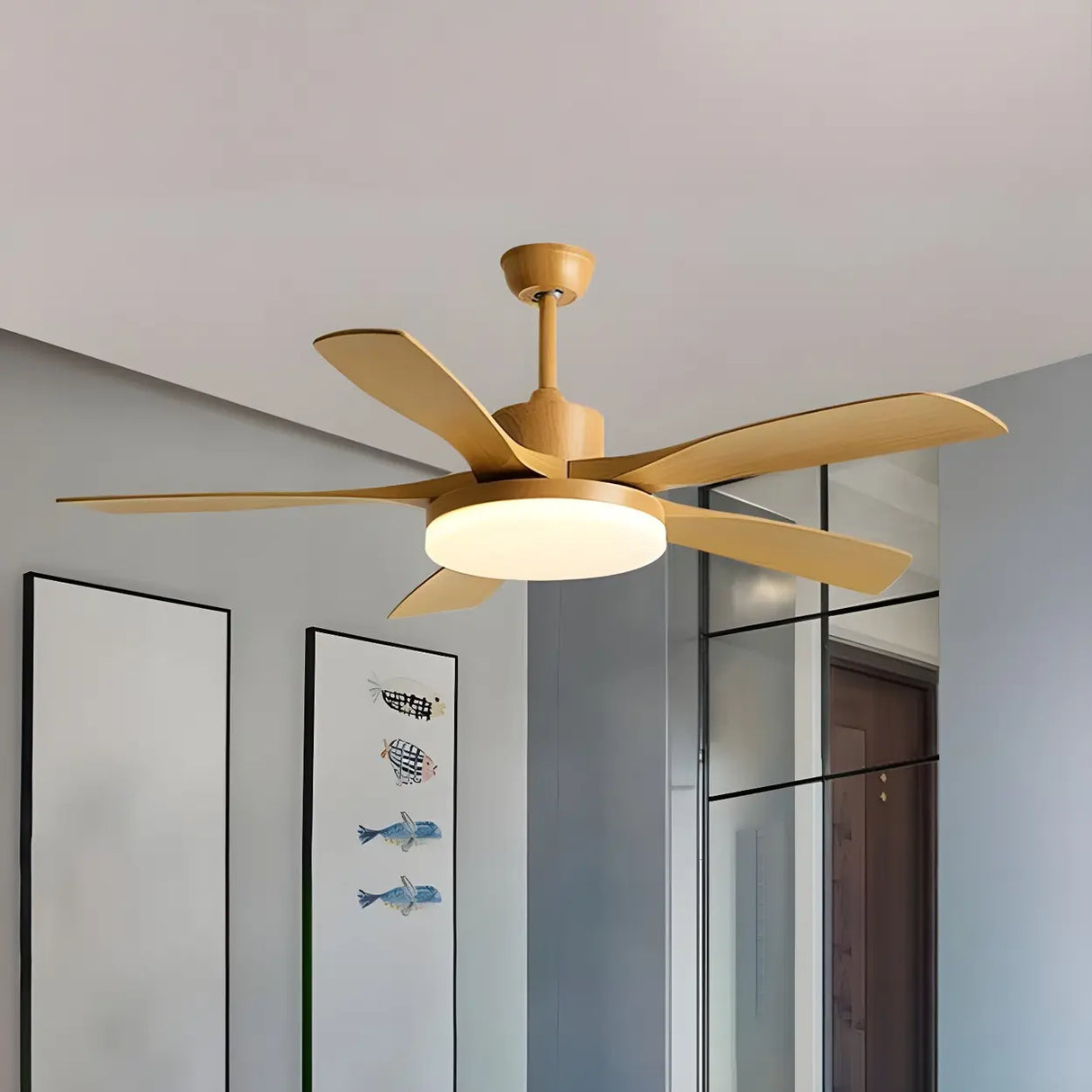 Remote 6 Blades Dimming Modern Ceiling Fan with Light Image - 3