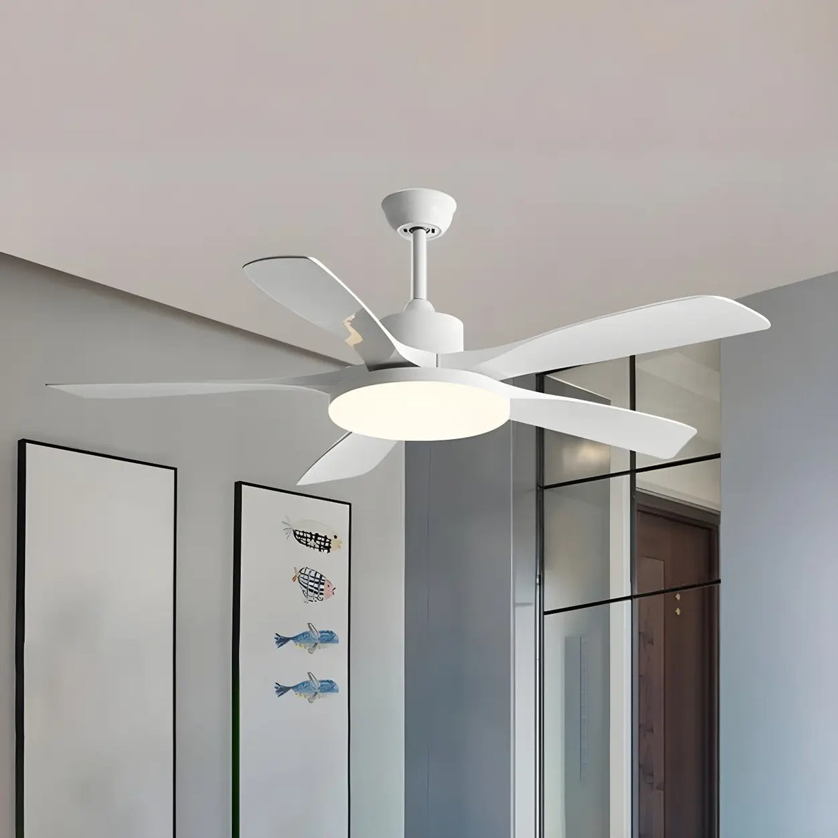 Remote 6 Blades Dimming Modern Ceiling Fan with Light Image - 4