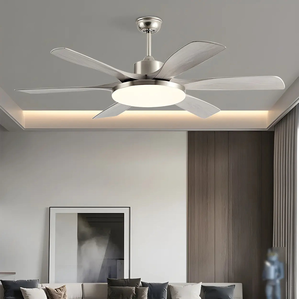 Remote 6 Blades Dimming Modern Ceiling Fan with Light Image - 5