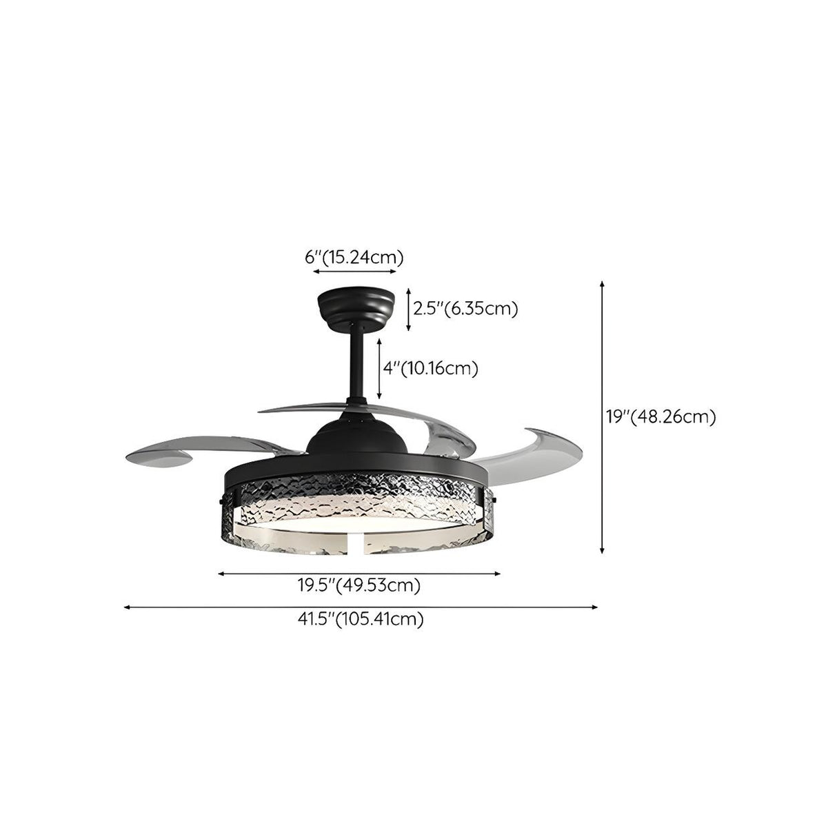Remote Black Simple Round Ceiling Fan with LED Light 