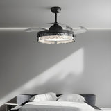 Remote Black Simple Round Ceiling Fan with LED Light Image - 4
