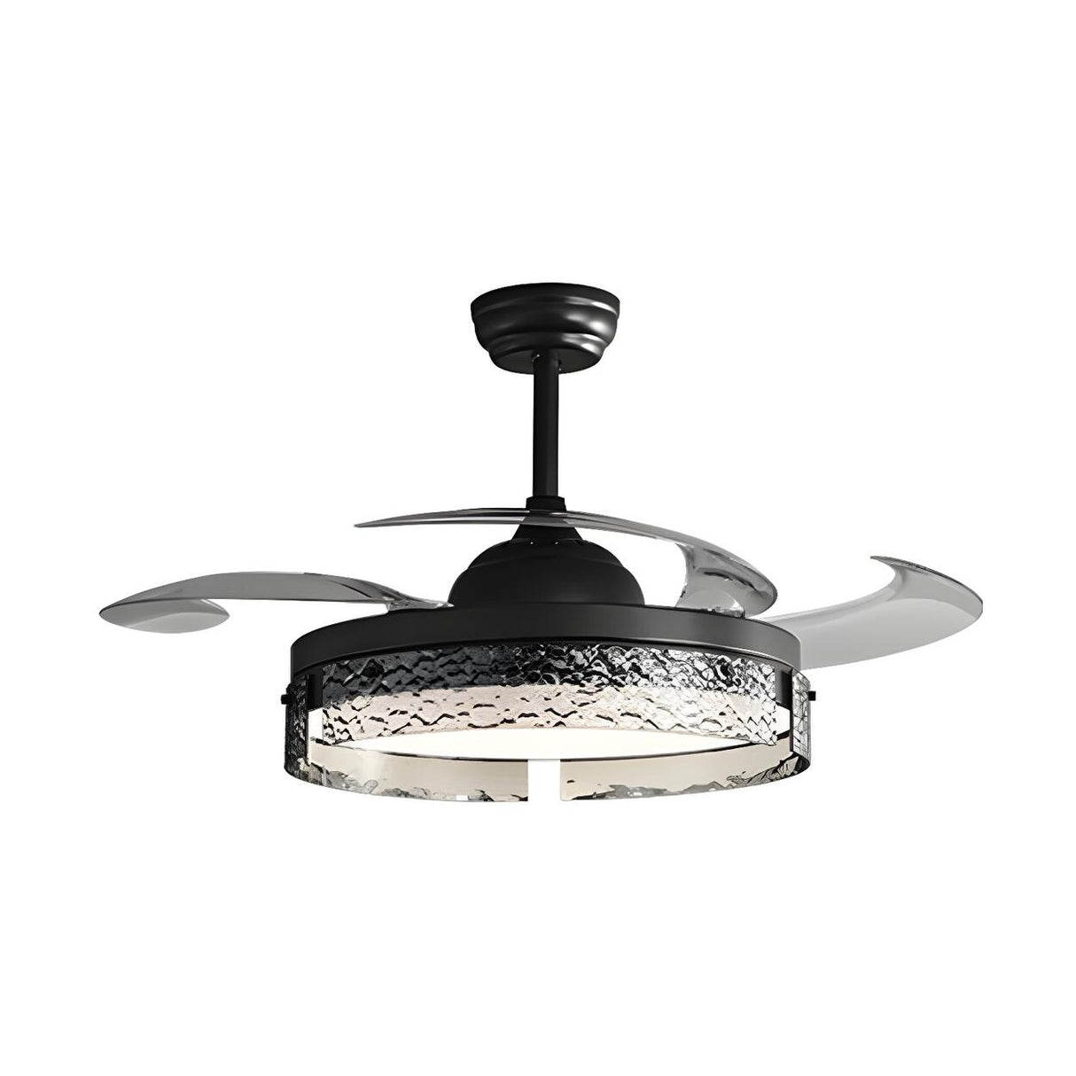 Remote Black Simple Round Ceiling Fan with LED Light Image - 5
