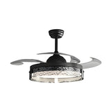 Remote Black Simple Round Ceiling Fan with LED Light Image - 5