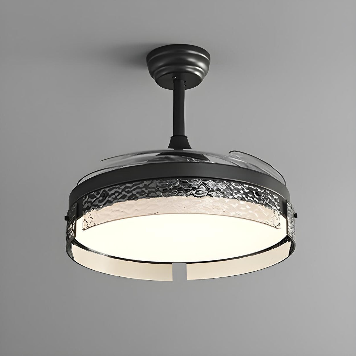 Remote Black Simple Round Ceiling Fan with LED Light Image - 6