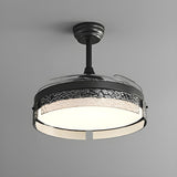 Remote Black Simple Round Ceiling Fan with LED Light Image - 6