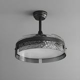 Remote Black Simple Round Ceiling Fan with LED Light Image - 7