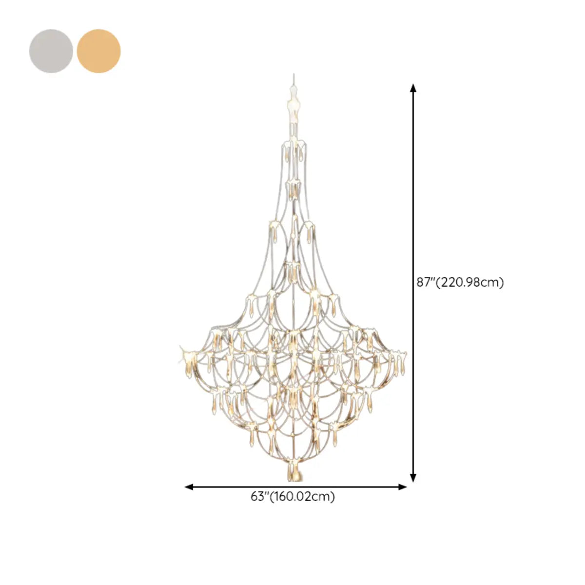 Remote Control Crystal Empire LED Foyer Chandelier Image - 12