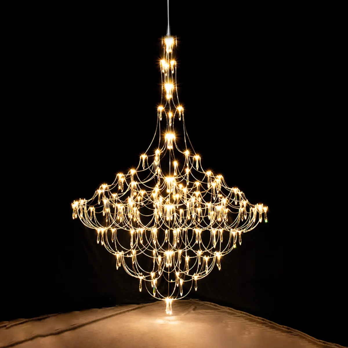 Remote Control Crystal Empire LED Foyer Chandelier Image - 5