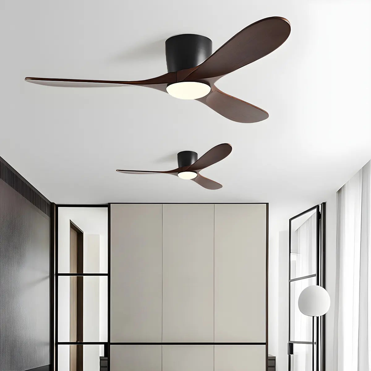 Remote Control Walnut LED Ceiling Fan with Light Fixture Image - 1