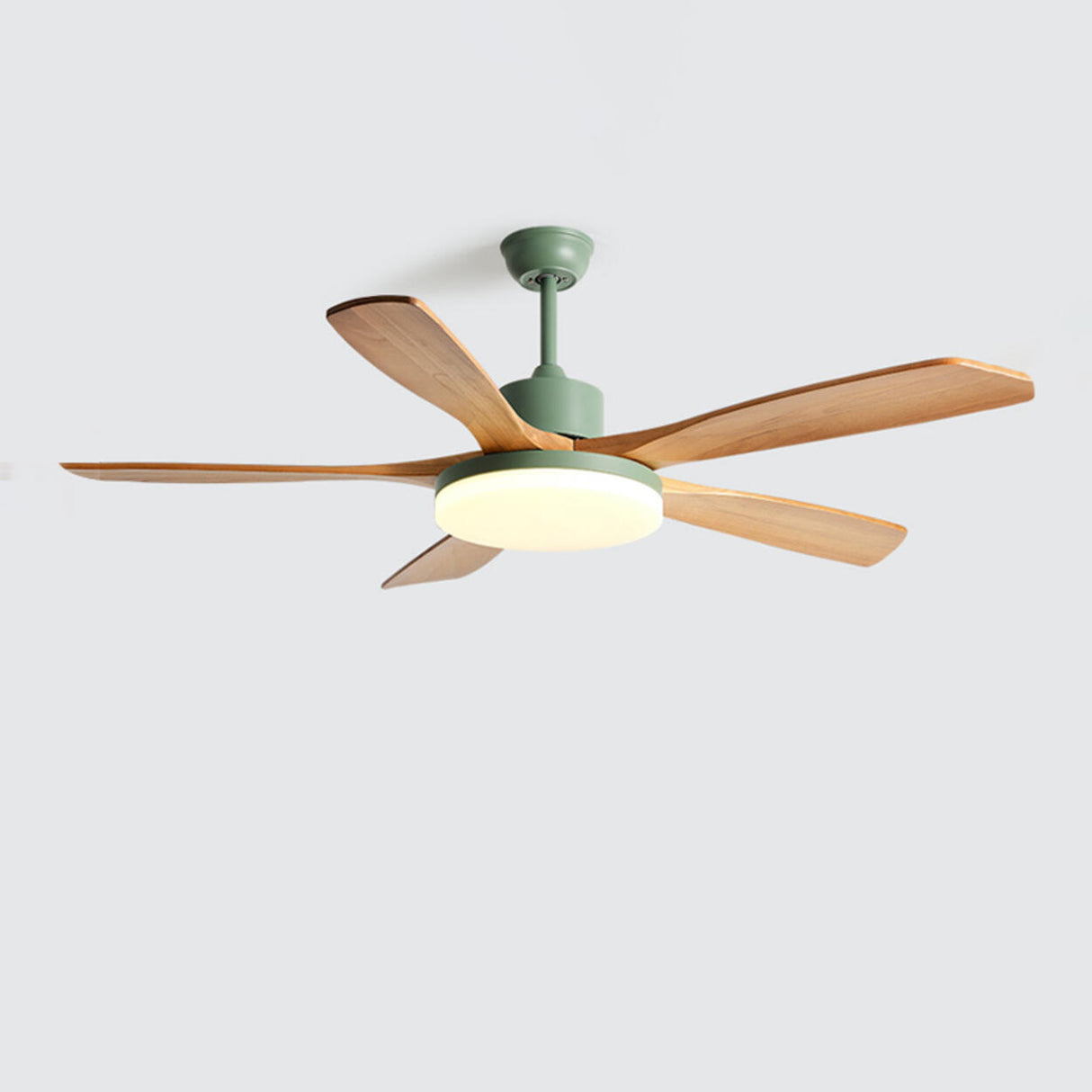 Remote Modern Simple 5 Wood Blades Ceiling Fan Light Image - 10