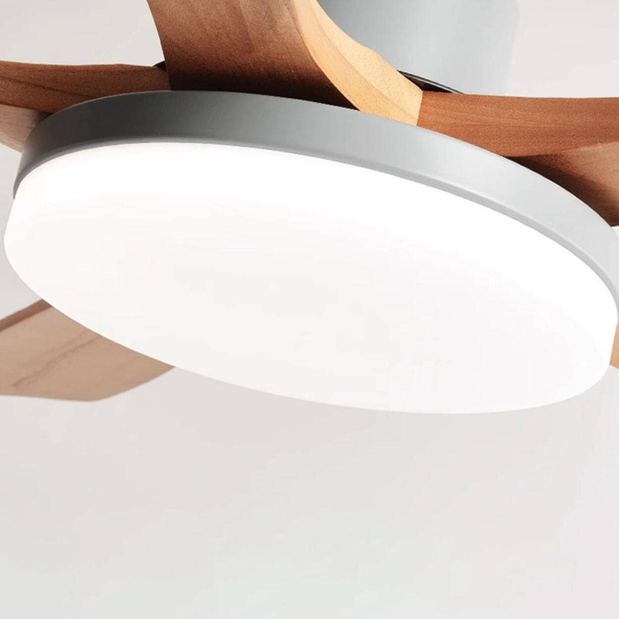 Remote Modern Simple 5 Wood Blades Ceiling Fan Light Image - 12