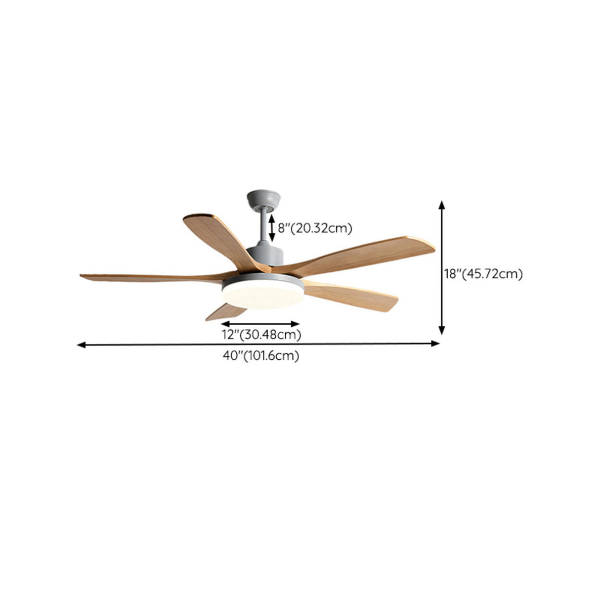 Remote Modern Simple 5 Wood Blades Ceiling Fan Light 