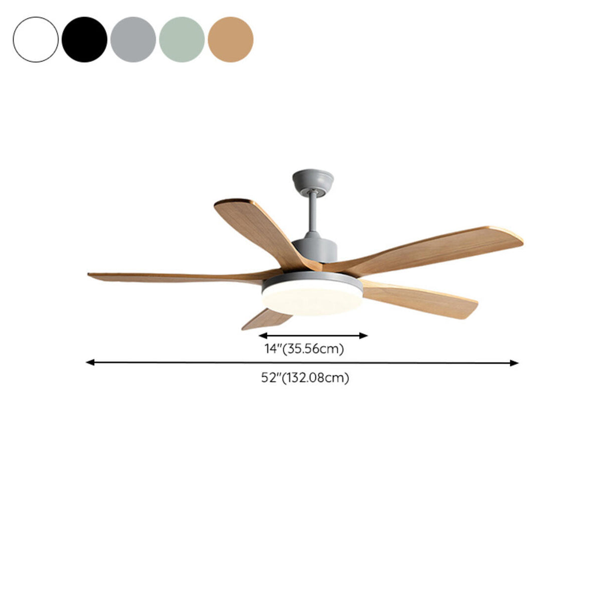 Remote Modern Simple 5 Wood Blades Ceiling Fan Light Image - 16