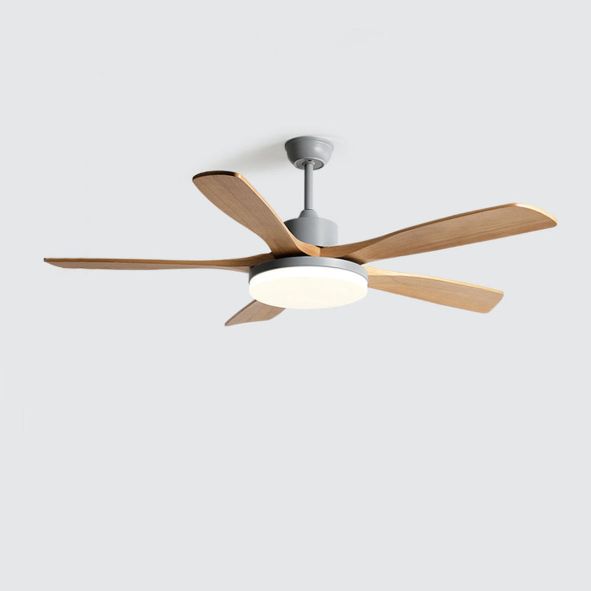 Remote Modern Simple 5 Wood Blades Ceiling Fan Light Image - 6