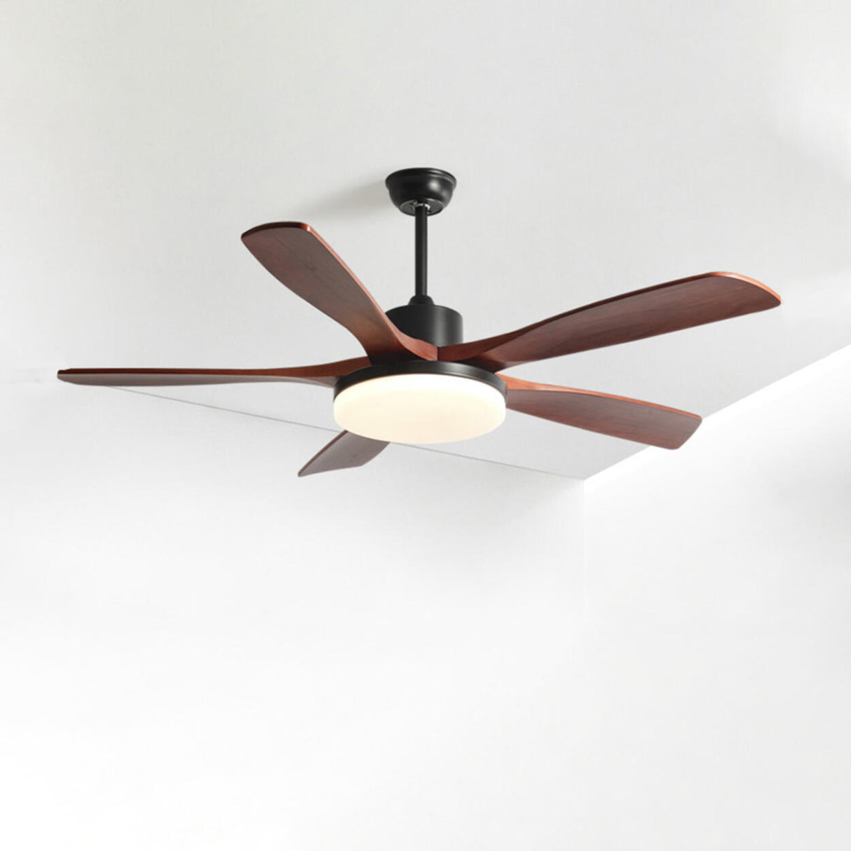 Remote Modern Simple 5 Wood Blades Ceiling Fan Light Image - 8
