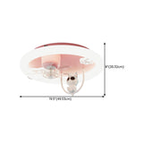 Remote Pink Round Flush Cute Cat Ceiling Fan with Light #size