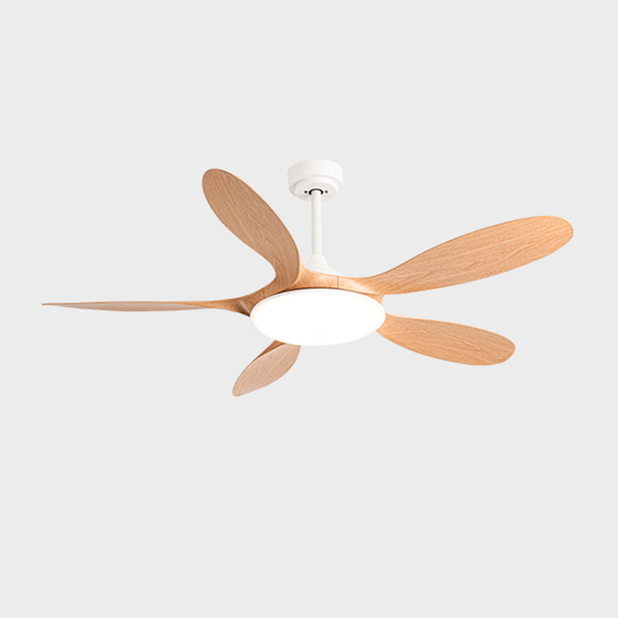 Remote Simple 5 Blade Wood LED Ceiling Fan with Light Image - 8
