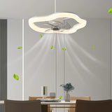 Remote Simple White Ring Pendant Fan with LED Light Image - 1