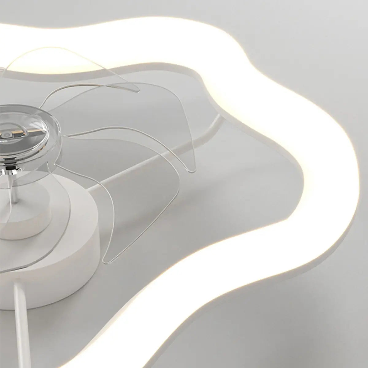 Remote Simple White Ring Pendant Fan with LED Light Image - 11