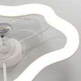 Remote Simple White Ring Pendant Fan with LED Light Image - 11
