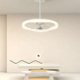 Remote Simple White Ring Pendant Fan with LED Light Image - 12