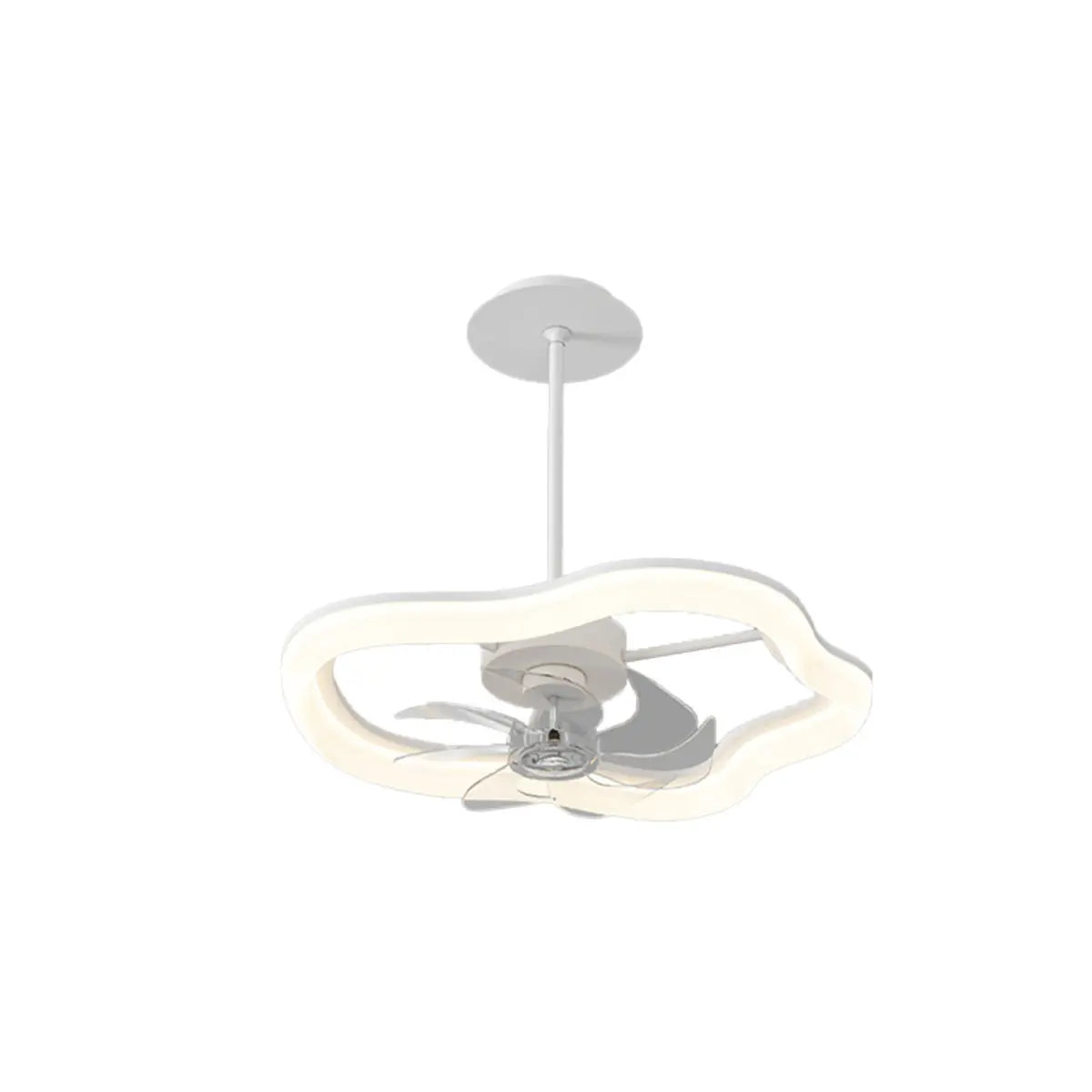 Remote Simple White Ring Pendant Fan with LED Light Image - 5