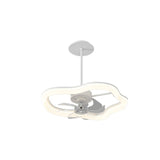Remote Simple White Ring Pendant Fan with LED Light Image - 5