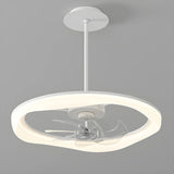 Remote Simple White Ring Pendant Fan with LED Light Image - 6