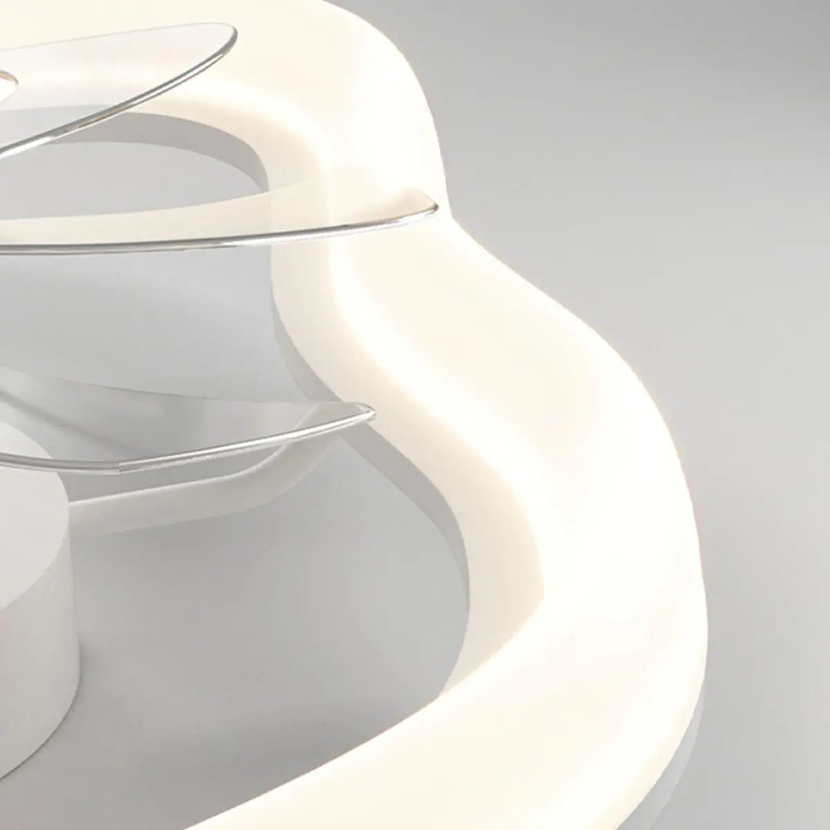 Remote Simple White Ring Pendant Fan with LED Light Image - 8