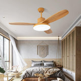 Remote Solid Wood 3 Blades LED Ceiling Fan with Light Image - 1