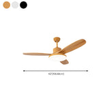 Remote Solid Wood 3 Blades LED Ceiling Fan with Light #size