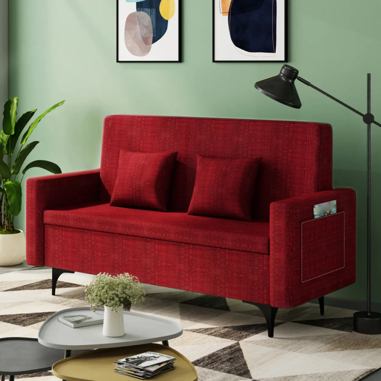 Removable Cotton Linen Tight Back Storage Loveseat Image - 11