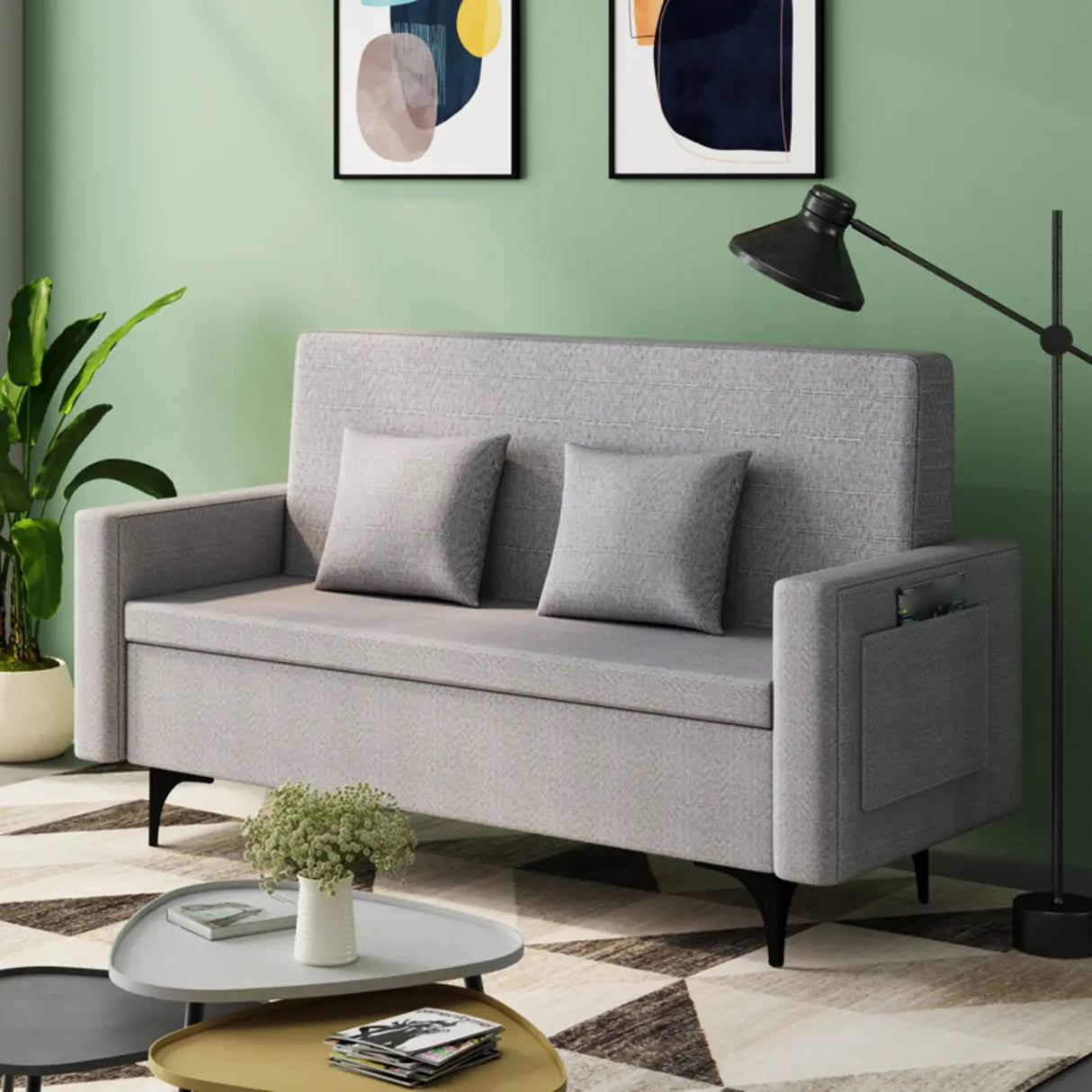 Removable Cotton Linen Tight Back Storage Loveseat Image - 15