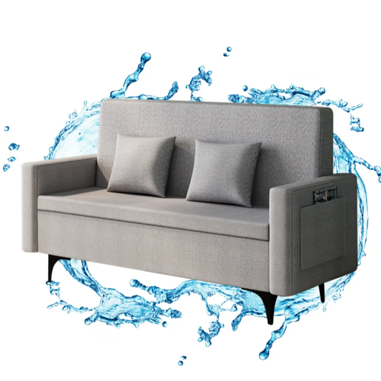 Removable Cotton Linen Tight Back Storage Loveseat Image - 17