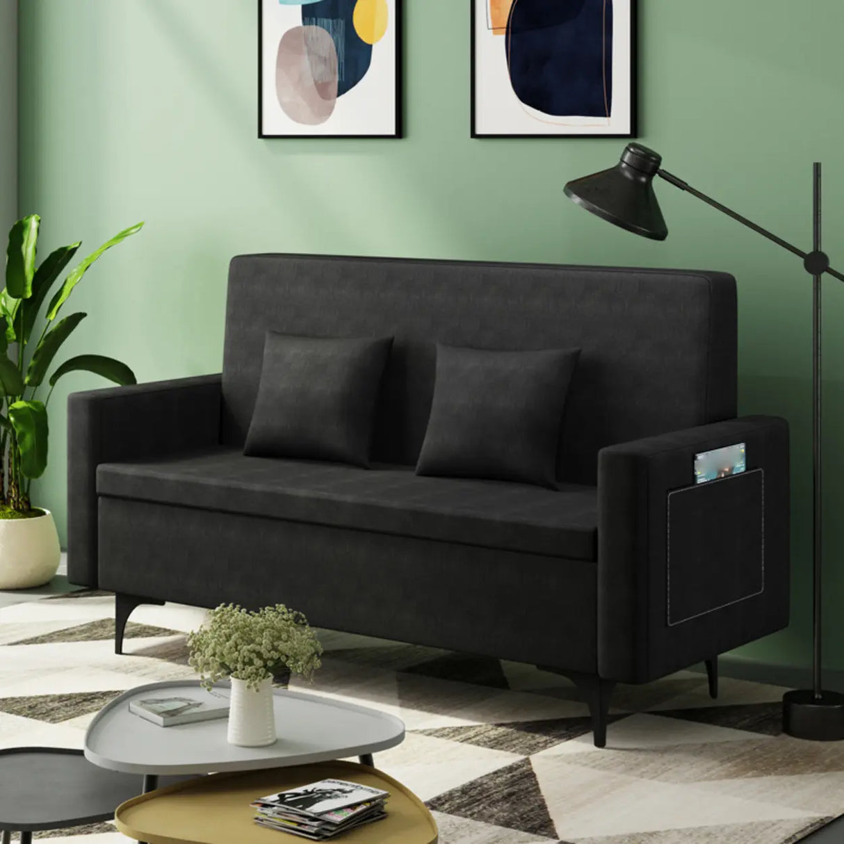 Removable Cotton Linen Tight Back Storage Loveseat Image - 18