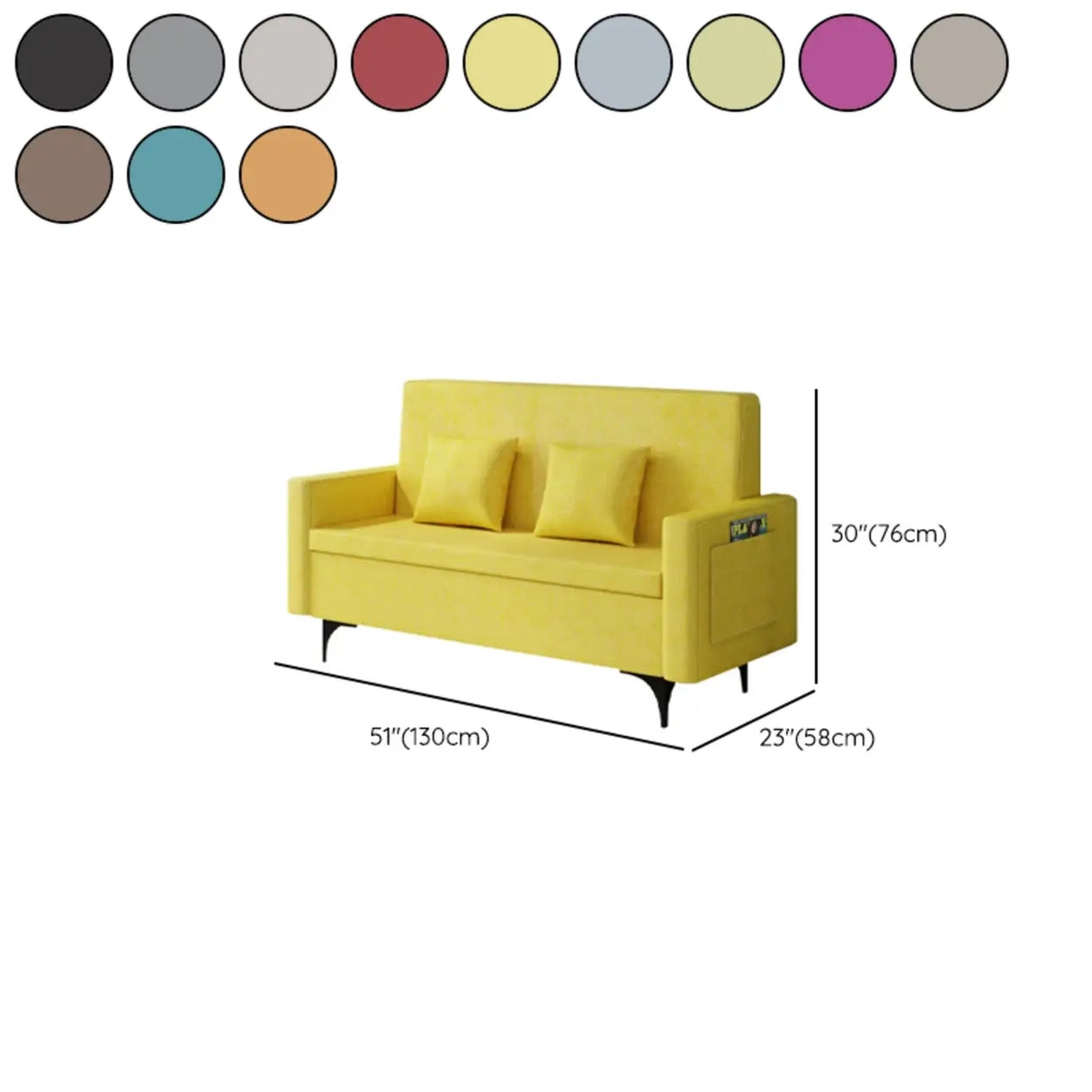 Removable Cotton Linen Tight Back Storage Loveseat Image - 25
