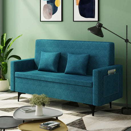 Removable Cotton Linen Tight Back Storage Loveseat Image - 4