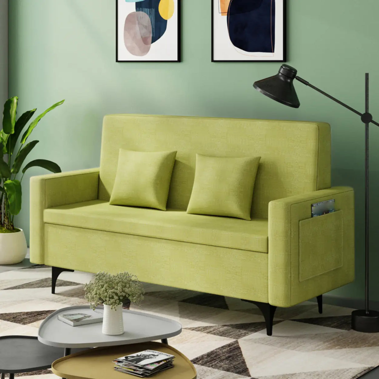 Removable Cotton Linen Tight Back Storage Loveseat Image - 6