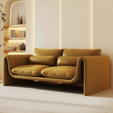 Removable Cushion Coffee Tear Resistant Leather Sofa Image - 1