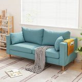 Removable Cushion Linen Square Arm Pillow Back Loveseat Image - 9