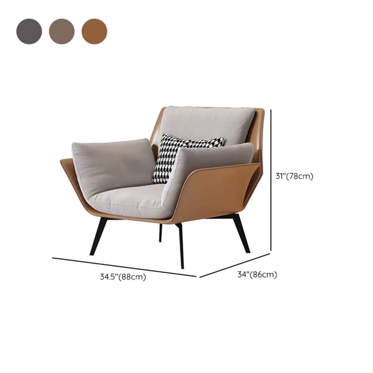 Removable Cushions Corduroy Fixed Back Accent Chair 